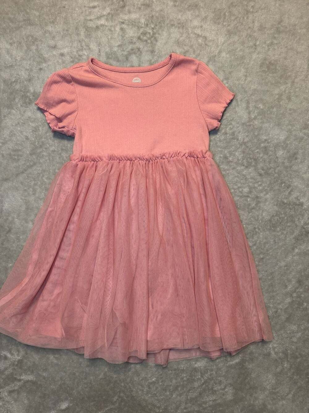 Wonder Nation Toddler Girl Ribbed Short Sleeve Tulle Tutu Dress, Size 5T